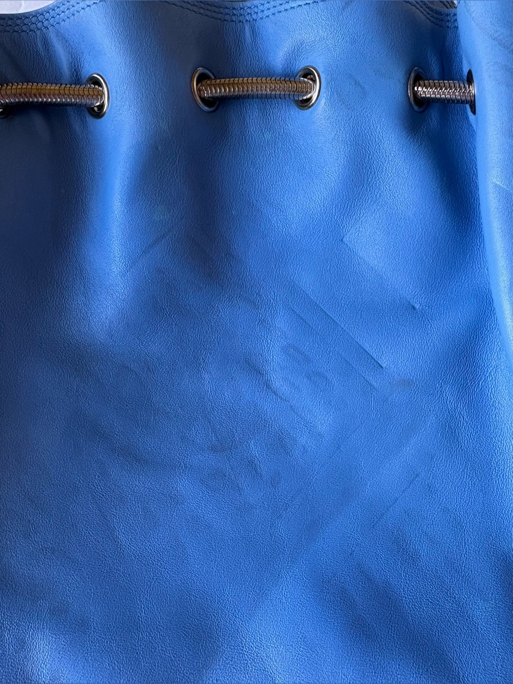 Salvatore Ferragamo Blue Leather Drawstring Shoulder Bag Y2K Slouch Italy - Picture 13 of 14